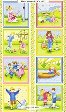 8 BLOCKS P&B TEXTILES "SING A SONG" #691 CHILDREN SONGS FABRIC PANEL 24"X44"
