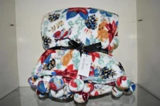 Vera Bradley Winter Forest White Whimsy Pom Fleece Throw Blanket 80” x 50” NWT