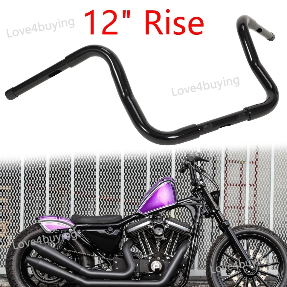 12" Rise Ape Hangers Bars 1-1/4" Handlebars Fit For Harley Electra Street Glide Foto 2 de 4