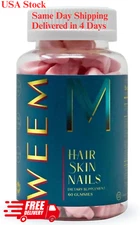 WEEM Hair Skin and Nails 60 Gummies Supports Healthy Hair Vegan biotin Exp 2026
