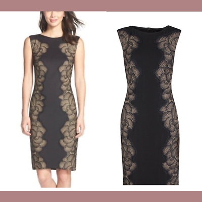 Robe Tadashi Shoji En Néoprène Brodé - Taille XL, Noir Lapis élégant