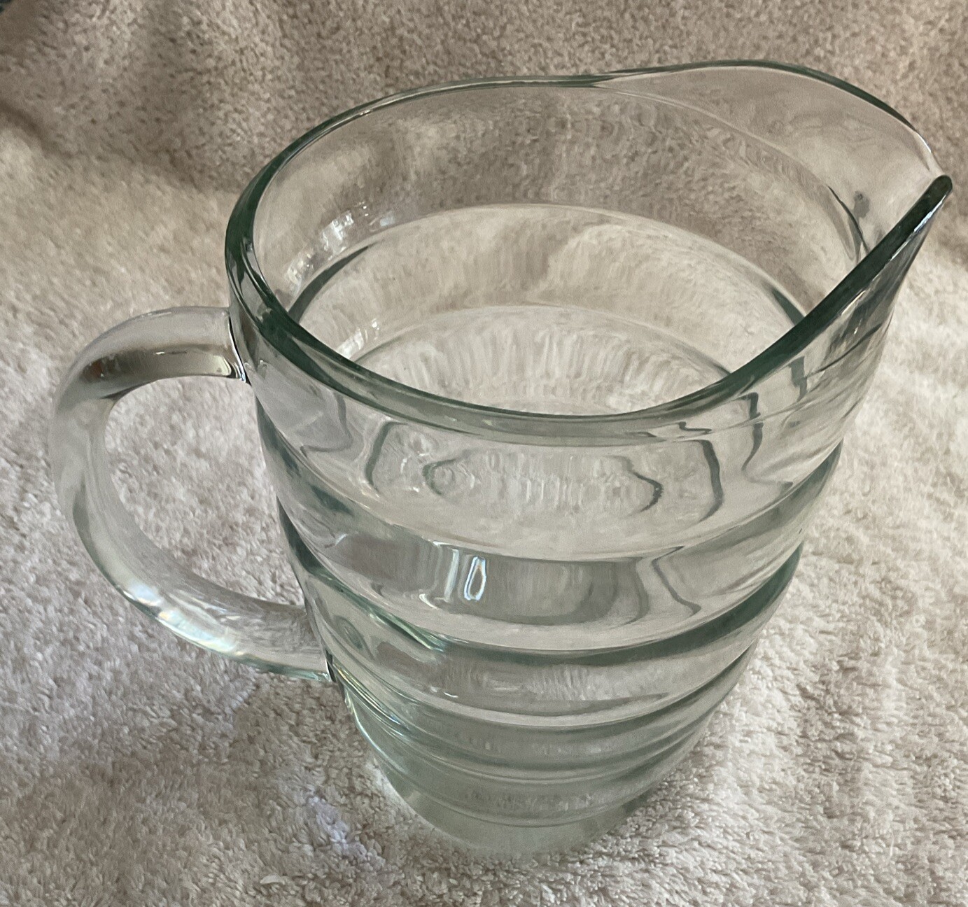 Vintage Glass Beehive Ribbed Beverage Pitcher MCM Mid Century Modern