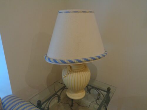 Lampbases and Shades. Lemon with striped trim. x2 - Picture 1 of 1