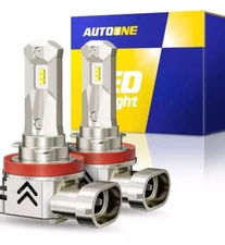 AUTOONE H11/H8/H9 LED Bulbs 6000K White, Same OEM Size 18000LM 500% Brighter