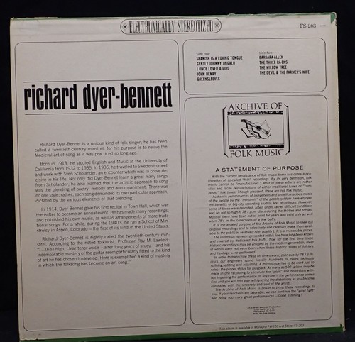 Richard Dyer-Bennett - Archive of Folk Music 1967 - Imagen 2 de 3