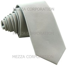New Vesuvio Napoli Men's 2.5" skinny necktie only solid polyester formal Silver