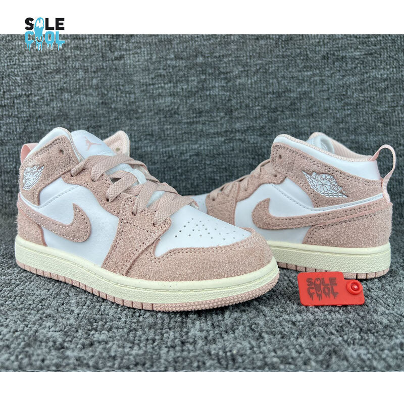 スニーカー NIKE JORDAN 1 MID PS White RoseGold 18cm Air Jordan 1Retro Mid SE PS PRESCHOOL Casual White/Legend Pink