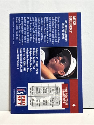 G38 Mike Hulbert #4 1992 Pro Set PGA Golf Tour Autographed Signed Auto Card - Picture 4 of 4