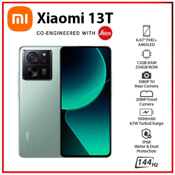 NEW Xiaomi 13T 5G GREEN 12GB+256GB Dual SIM Unlocked Android Cell Phone