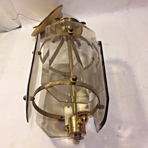 Vtg MCM Beveled Smoked Glass Hanging Porch Celing Light Fixture Brass HINKELEY - 第 6/10 張圖片