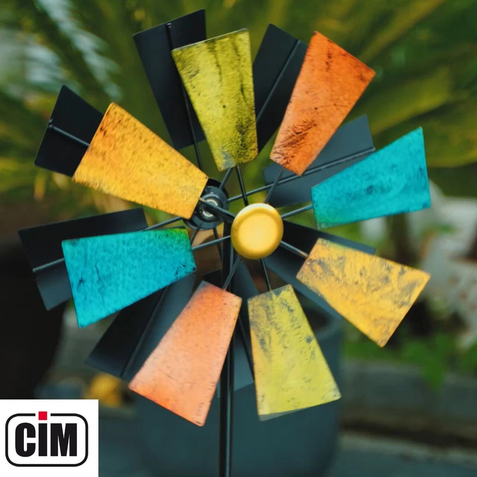 CIM Doppelwindrad Windräder Ø37cm Gesamthöhe: 127cm Windspiel Garten Metall Deko - Bild 3 von 3