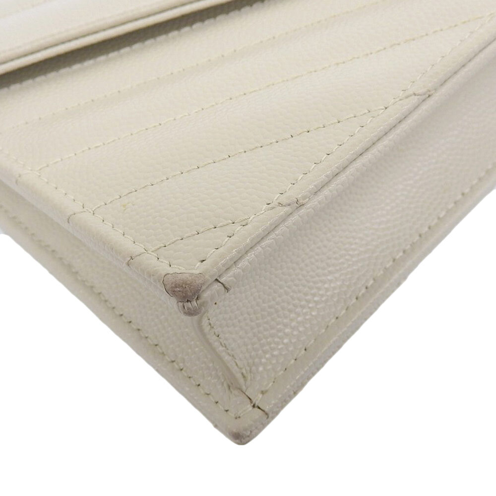 SAINT LAURENT Portafoglio Catena 2WAY Pochette Borsa a Tracolla Pelle Bianco