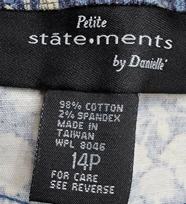 Falda para mujer Statements by Danielle talla 14 Petite 14P azul tostado floral Jean NUEVA Foto 2 de 4