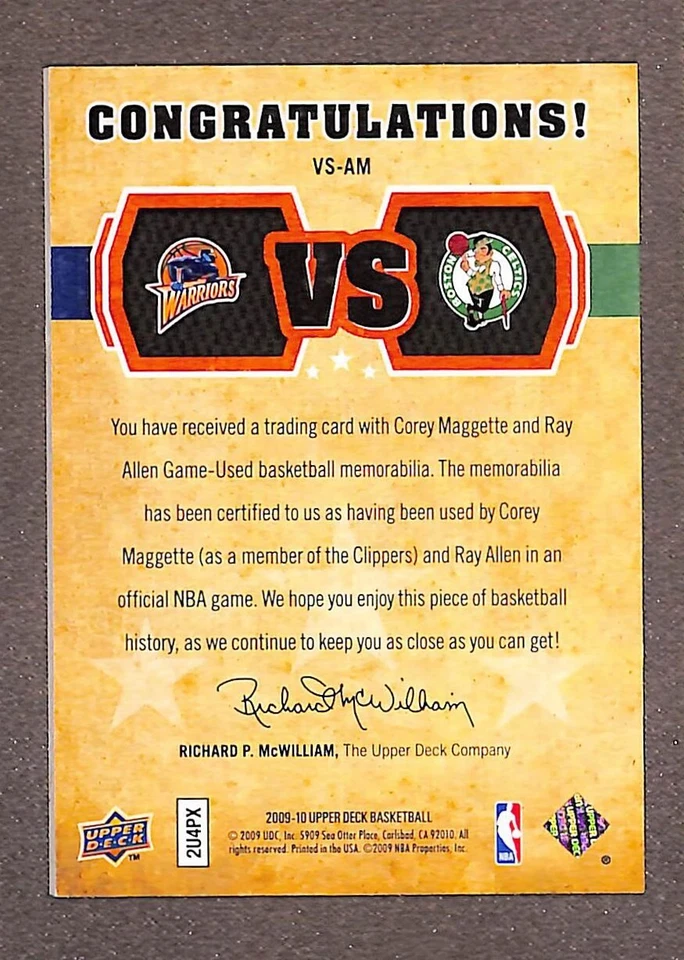 2009-10 Upper Deck VS #VS-AM Ray Allen Corey Maggette/150 Foto 2 de 3