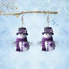 Fashion Snowman Dangle Earrings Cute Cartoon Style Gift For Christmas
