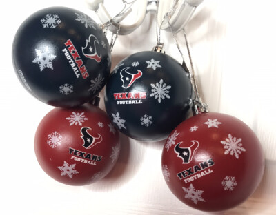 Texans Football ORNAMENTS Set Of 4 Shatterproof  NFL Forever Collectables