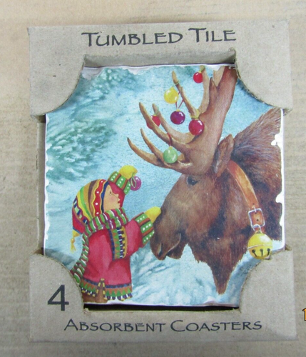Tumbled Tile Absorbent Christmas Coasters set of 4 - Picture 2 of 6