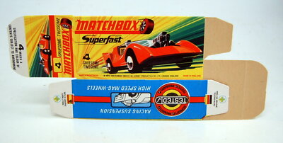 Matchbox Superfast No. 4B Gruesome Twosome unfolded, printing fresh ''I'' box