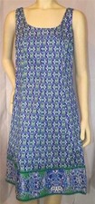Size 14W Nine West Sundress Blue Green White Scrolls Princess Seams New with Tag