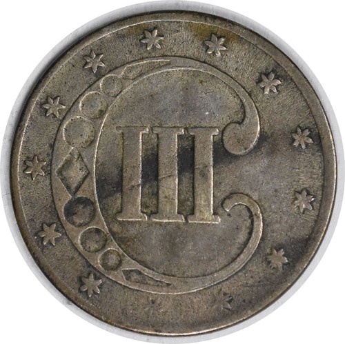 1852 Three Cent Silver DDR FS-801 VF Uncertified #210 - Picture 2 of 2
