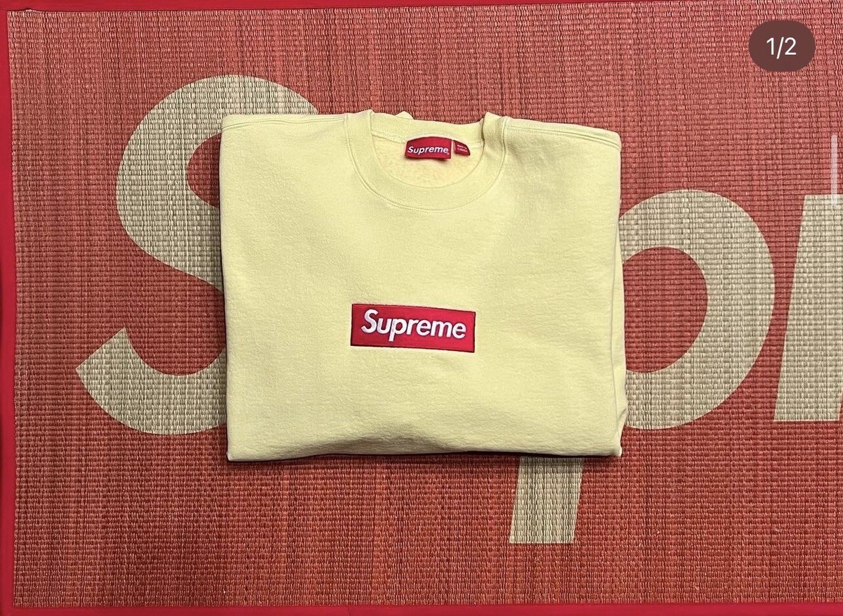 Supreme Box Logo Crewneck Pale Yellow Size Large FW22 | eBay