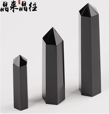 1pc natural obsidian obelisk quartz crystal wand tower healing stone decor gift