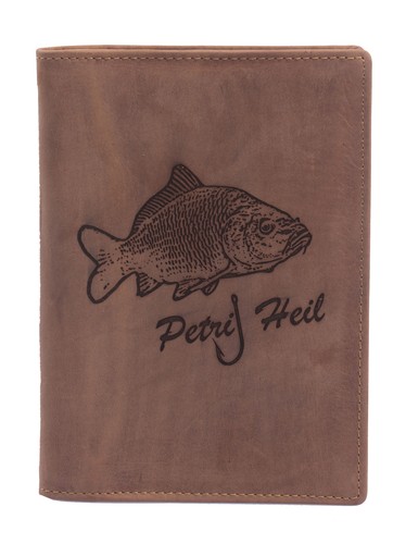 Leder-Ausweismappe Ausweishülle Petri-Heil Motiv I Geschenkidee für Angler - Picture 2 of 5