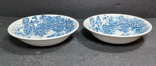 Wedgwood Enoch Countryside Dessert Berry Bowls Lot of 2 Blue & White China - Picture 6 of 9