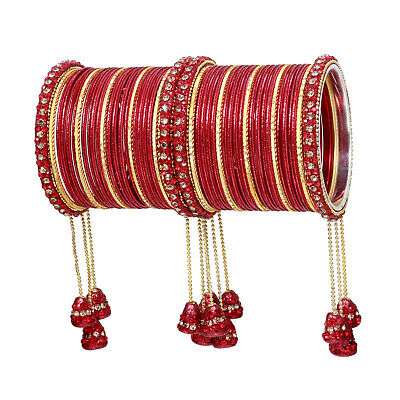 Indian Handmade Hanging Latkan Bangle Set Churi 4Pcs Bollywood Bridal Se Jewelry