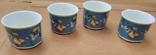Villeroy & Boch Biella x4 Octagon Mugs & Saucers 6oz Cherry Apple Grape Pear VGC - Picture 4 of 13
