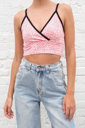 brandy melville crop v neck pink cheetah Amara tank top NWT sz XS/S | eBay