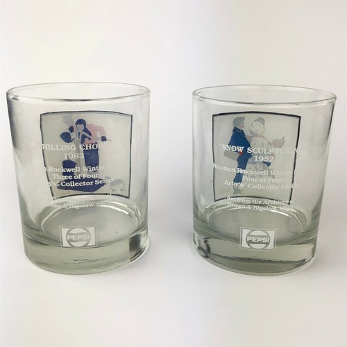 Vintage PEPSI NORMAN ROCKWELL ROCKS GLAS SET Winterszene ARBY'S Serie 1979 - Bild 2 von 6