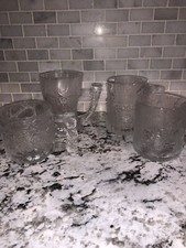 Flinstones (RocDonald's) McDonalds Frosted Glass Mugs Set 4 1993 Made In USA
