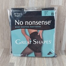 No Nonsense Great Shapes Pantyhose Size B Midnight Black Sheer Toe CB9 Shaper