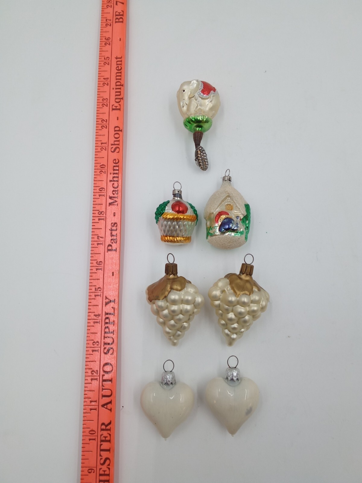 Lot of 7 Vintage Miniature Glass Christmas Ornaments German/Czech