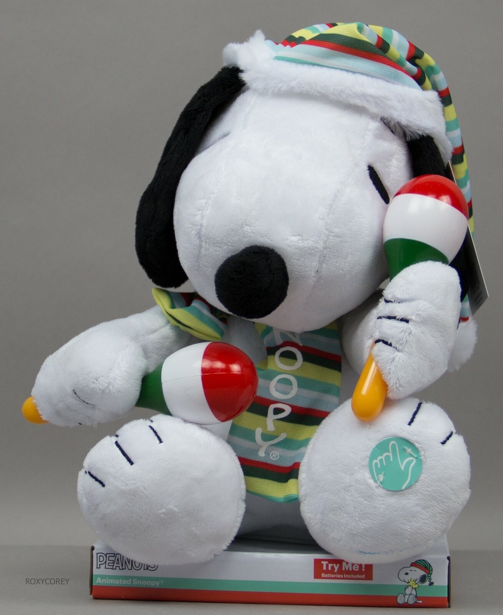 Peanuts Animated Christmas Snoopy with Maracas Mariachi Plays
