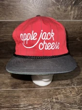 Vintage Apple Jack Cheese Hat Cap SnapBack Red Black San Sun Pinstripe Corded
