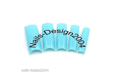 Color Tips  100 Stück French Tips in Hell Blau   Größe 1-10   Box GRATIS