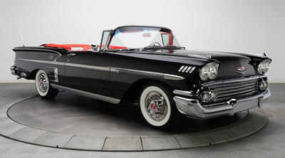 VINTAGE 1958 CHEVY IMPALA CONVERTIBLE CAR POSTER PRINT 20x36 9 MIL PAPER