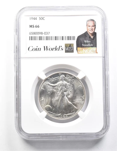 1944 Walking Liberty Half Dollar Miles Standish MS66 NGC *1446