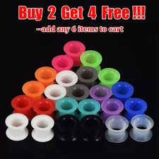 PAIR-LARGE FLARE SOFT Silicone Ear Skins-Ear Gauges-Thick Ear plugs-Ear Tunnels