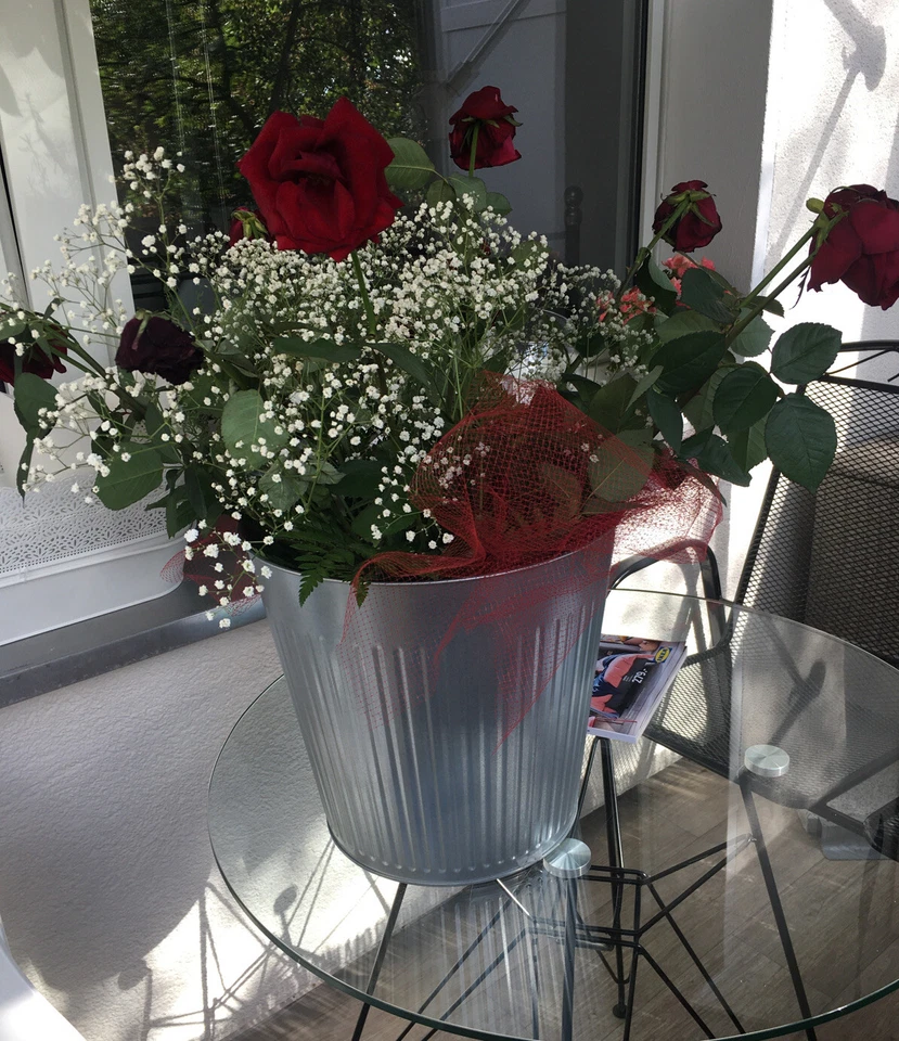 Ikea CITRONMELISS Übertopf,Vase,dekoTonne,MülleimerØ34cm./32cm.HVerzinkter Stahl