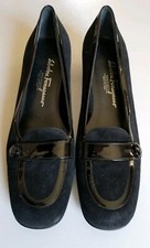 Rare Salvatore Ferragamo Boutique Suede Heels With Patent Trim Size 9 Width 2A