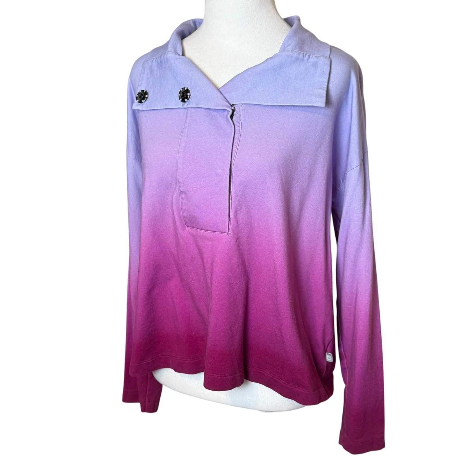 Talbots Snap Placket Pullover Ombré Large Purple … - image 1