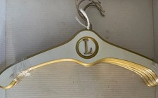 Hollywood Regency Wooden Hangers Cream Gold Letter L Set of 4