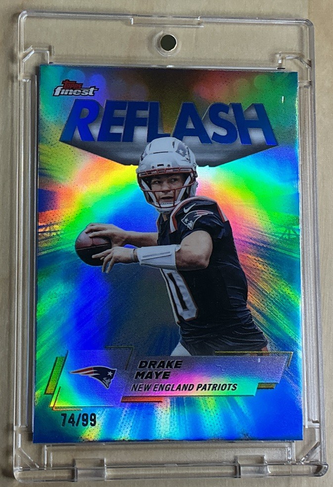 🔥2025 Topps Finest - Reflash Drake Maye #RF-5 Blue Refractor /99 SP Patriots