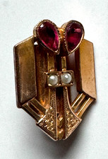 Wunderschöner Art Deco Kettenschieber mit Amethyst un Perlen - Bronze um 1900