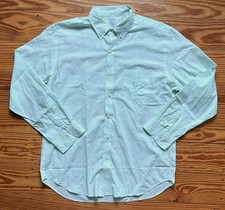 Men’s J.Crew Green Striped Light Weight Cotton Button Up Shirt size L Large