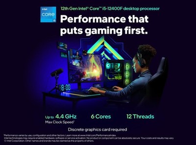 Intel Core i5-12400F Processor (4.4 GHz, 6 Cores, LGA 1700) Box