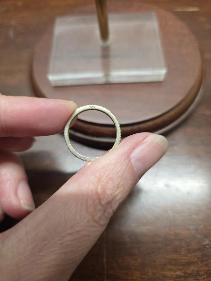 Pandora eternity ring 14k yellow gold plate sterling silver cubic zirconia Sz 8 - Image 2 of 3